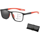 Generisch Sportliche intelligente, fototropische, bifokale Gleitsichtbrille für die Altersweitsichtigkeit, Sport Intelligente photochrome Progressive bifokale Presbyopiebrille (Red,4.0X)