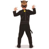 Miraculous Rubie's Offizielles Kostüm Cat Noir, Miraculous Ladybug, mit Augenmaske, für Kinder, Superheld, Kindergröße L, 7-8 Jahre Halloween