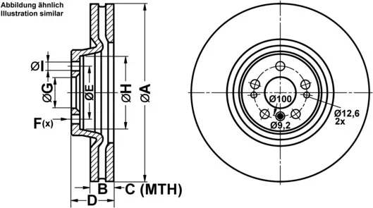 ATE Bremsscheibe 24013201671 belüftet 375mm 32mm für Mercedes