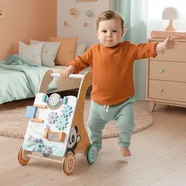 Labebe Lauflernwagen aus Holz für Babys ab 1 Jahr Laufwagen Holz-Walker Holzwagen Gehhilfe für Kleinkinder - Bunt