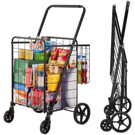 Vevor Einkaufstrolley Einkaufswagen Klappbar 50 kg Belastbar, Einkaufsroller Handwagen Multifunktional, Shoppingtrolley Faltbar für Wäsche, Lebensmittel, Camping-Werkzeuge usw.