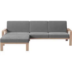 Ecksofa SIT & MORE "Kolding L-Form", grau, B:264cm H:91cm T:178cm, 100% Polyester, Sofas, Armlehnen aus Buchenholz in natur, verschiedene Bezüge und Farben