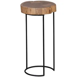 FineBuy Beistelltisch Massiv Wohnzimmertisch Holz Baumstamm Tisch Echt-Holz