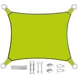 Perel Sonnensegel Rechteckig 2x3m Farbe Grün mit praktischem Ösen Montagekit - Sonnenschutz für Ihren Garten/Balkon!