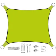 Perel Sonnensegel Rechteckig 2x3m Farbe Grün mit praktischem Ösen Montagekit - Sonnenschutz für Ihren Garten/Balkon!