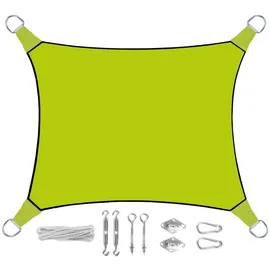Perel Sonnensegel Rechteckig 2x3m Farbe Grün mit praktischem Ösen Montagekit - Sonnenschutz für Ihren Garten/Balkon!