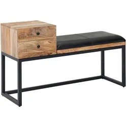 Kadima Design Retro-Sitzbank `Texas` mit Schubladen, Moderner Retro-Stil aus Ziegenleder und Metall. 100x35x60 cm