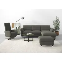 Ecksofa SIT & MORE "Grenoble L-Form mit Federkern" Sofas Gr. B/H/T: 251cm x 85cm x 161cm, Struktur fein, Recamiere rechts, ohne Bettfunktion-ohne Armteilverstellung-ohne Kopfteilverstellung, grau (anthrazit) wahlweise mit Bettfunktion, Bettkasten, Arm- und Kopfteilverstellung