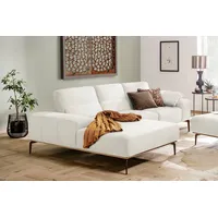 W.SCHILLIG Ecksofa run, Designsofa mit tollem Sitzkomfort, bequem, L-Form, mit Holzsockel, Füße in Bronze pulverbeschichtet, Breite 279 cm weiß