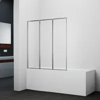 Marwell Moon 120 x 130 x 5 cm - 3-teilig und faltbar Duschabtrennung für Badewanne aus Kunststoff hochwertigem weißem Rahmen