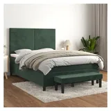 vidaXL Boxspringbett 140 x 200 cm Dunkelgrün