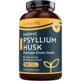 Flohsamenschalen 1400 mg - Aus der Plantago ovata Pflanze - 100% reine Flohsamen aus Indien - 180 vegane, ballaststoffreiche Kapseln - fein gemahlen - Nachhaltig angebaut - 3 Monatsvorrat