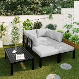 Okwish Garten-Lounge-Set 6-Sitzer grau
