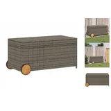 vidaXL Gartentruhe mit Rollen Grau 190L Poly Rattan