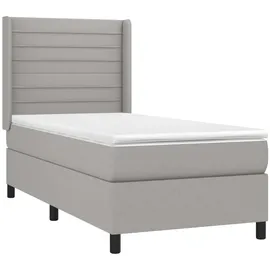 vidaXL Boxspringbett mit Matratze & LED Hellgrau 100x200 cm Stoff