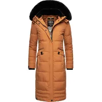 Navahoo Damen Wintermantel Warmer Steppmantel lang mit Abnehmbarer Kapuze Fahmiyaa Rusty Cinnamon Gr. XL - XL