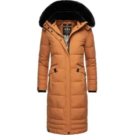 Navahoo Damen Wintermantel Warmer Steppmantel lang mit Abnehmbarer Kapuze Fahmiyaa Rusty Cinnamon Gr. XL - XL