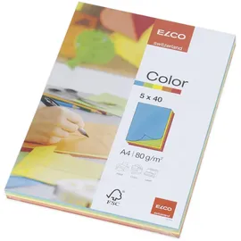 ELCO Papierblock A4 80 g/m2 200 Blatt sortiert