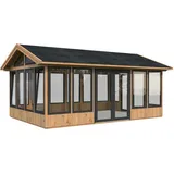 Palmako Pavillon Isabella 22,2 m2 - 90 mm - hellbraun tauchgrundiert
