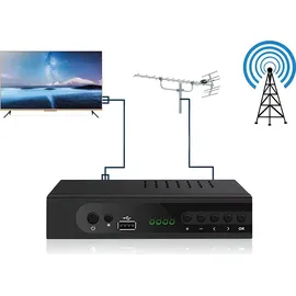Retoo DVB-T2 Receiver mit HDMI Full HD 1080p, Digital Empfänger mit H.265 HEVC, Kabel-Receiver mit USB, Mediaplayer mit PVR, SCART, Terrestrischer Decoder, Fernbedienung, Schwarz