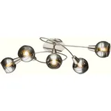 GLOBO Deckenleuchte Metall, nickel-matt, Glas rauch, klar