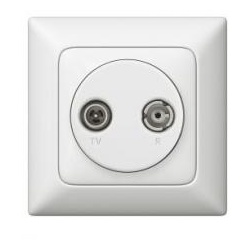 Abdeckung Antennen-Steckdose 2-Loch TV-R, Creo ultraweiss