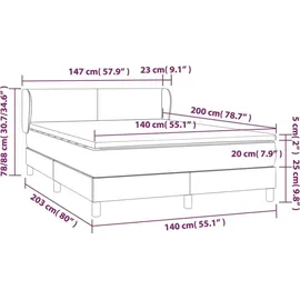 vidaXL Boxspringbett mit Matratze Hellgrau 140x200 cm Stoff