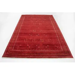 Wollteppich MORGENLAND "LORIBAFT CROCO", rot, B:100cm H:18mm L:150cm, Seide, Wolle, Teppiche, reine Wolle, Luxus, fein Handgeknüpft, Wohnzimmer