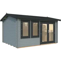Palmako Gartenhaus Iris 11,1 m2 - 44 mm hellgrau/anthrazit