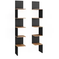Vicco Eckregal Paolo 28 x 175,4 x 28 cm Anthrazit/Goldkraft Eiche