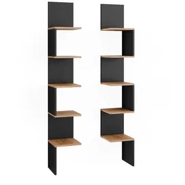 Vicco Eckregal Paolo 28 x 175,4 x 28 cm Anthrazit/Goldkraft Eiche