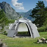 Campingzelt Kuppelzelt Automatik Outdoor Pop Up Zelt Camping 2-3 Personen Grau