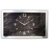 Kreative Feder Funkwanduhr 3D Designer-Wanduhr „Schiefer-Optik“ aus gebürstetem Aluminium (3D-Wölbung; einzigartiges Zwei-Platten-Design; flüsterleises Uhrwerk) schwarz 80 cm x 40 cm