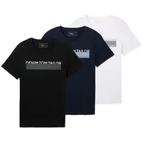Tom Tailor DENIM Herren T-Shirt mit Print im 3er-Pack,
