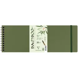 Clairefontaine 4x Bamboo, spiralgebundes Skizzenbuch mit 20 Blatt Bambuspapier, 29,7x10,5 cm, 250g - 975928C