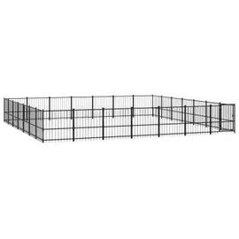 vidaXL Outdoor-Hundezwinger 46,1 m2 Stahl Schwarz