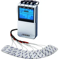 TENS-EMS 4 Kanal Kombigerät STIM-PRO X9+ & 8 Stk 5x5 cm Elektroden-Pads grau No Size