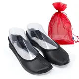 DanzaVinci Bundle Bleyer Turnschläppchen 911 Ballerina mit Chiffonbeutel, Schwarz, 47, Schläppchen aus Leder für Kinder und Erwachsene, Gymnastikschuhe rutschfest - 47 EU