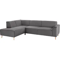 Ecksofa ANDAS "Janek Scandic Design, elegant und zeitlos, L-Form", schwarz (pepper), B:263cm H:81cm T:191cm, Struktur fein ( 100% Polyester);Struktur weich (92% Polyester, 8% Nylon);Struktur fein ( 100% Polyester), Sofas, Ecksofa, mit Federkern und Keder in scandinavischem Design