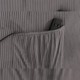 Mendler Fernsehsessel HWC-K62, Relaxsessel TV-Sessel Liege, Liegefunktion Aufstehhilfe, Metall Stoff/Textil Cord ~ dunkelgrau