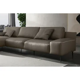 Designwerk Ecksofa DESIGNWERK "Forma L-Form, zeitloses Designsofa mit aktuellem Fuß", braun (mud), B:344cm T:162cm, Leder;Struktur 98% Polyester, 2% Acryl, Sofas, Ecksofa, in hochwertiger Verarbeitung & tollem Sitzkomfort