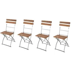 Lex 4er Set Gartensessel Biergartensessel Gartenstuhl Akazienholz klappbar Balkon : 4er-Set