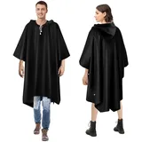 2PCS Regenponcho Herren Wasserdicht, Regenponchos mit Kapuze, Wasserdicht Atmungsaktiv Tragbarer Regencape, Eva Regenjacke Unisex, Regenponcho Regenmantel für Herren Damen, Wandern, Radfahren, Camping - M