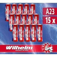 15 x Wilhelm A23 Alkaline Batterie MN21, V23GA, 23A 12V Ø10,0 x 28,3mm