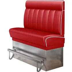 Diner Hochbank | Rot | B:H 200 x 153 cm | Gestreift | Leder | American Diner Möbel, Bistro Hochbank, Thekenbank