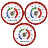Lantelme Kühlschrankthermometer 3 Stück Set Gefrierschrank Kühlschrank Thermometer Selbstklebend, 3-tlg., Deutsche Herstellung 3 Stück im Set, Mit Klebepad anbei, Temperaturanzeige + - 50°C Analog rot
