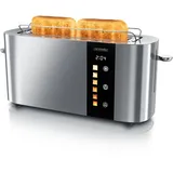 Arendo - Edelstahl Toaster 2 Scheiben Langschlitz - Touchscreen – Doppelwandgehäuse – Integrierter Brötchenaufsatz – 6 Bräunungsgrade – Brotzentrierung – Restzeitanzeige – Memoryfunktion - Silber