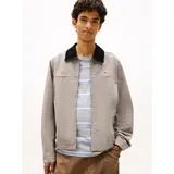 Tommy Hilfiger Blouson TOMMY JEANS "TJM REGULAR COTTON RANCH", Herren, Gr. S, grau (limestone dust), Web, Obermaterial: 100% Baumwolle, unifarben, regular fit normal, Rundhals, eingesetzt abgesteppte Kante, Jacken Blouson, Regular fit mit Umlegekragen