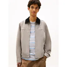 Tommy Hilfiger Blouson TOMMY JEANS "TJM REGULAR COTTON RANCH", Herren, Gr. S, grau (limestone dust), Web, Obermaterial: 100% Baumwolle, unifarben, regular fit normal, Rundhals, eingesetzt abgesteppte Kante, Jacken Blouson, Regular fit mit Umlegekragen