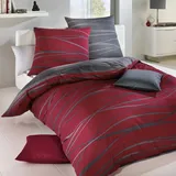 BettwarenShop Traumschlaf Bettwäsche Bibermotion redgraphit (Bettwäsche Set, 135x200 cm | 80x80 cm)